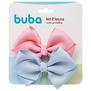 Kit 2 Laços Com Presilha Infantil Rosa e Azul Buba