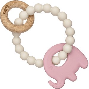 Mordedor Em Silicone E Bambu Elefante Rosa Buba
