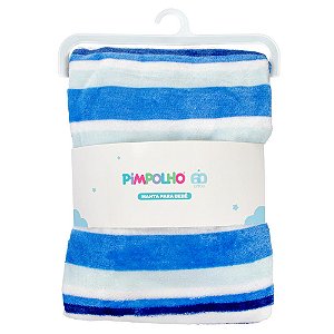 Mantinha Antialérgica Bebê Listras Azul Menino Pimpolho