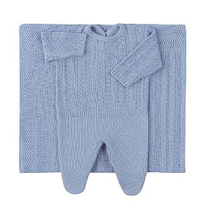 Macacão Manta Saída Maternidade Menino Azul Pimpolho