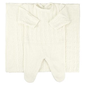 Macacão Manta Saída Maternidade Unissex Off White Pimpolho