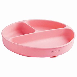 Prato De Silicone Divisória E Ventosa Soft Rosa Pimpolho