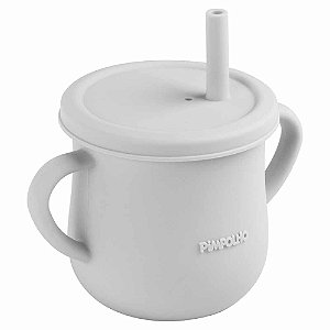 Copo De Silicone Canudo Soft 150ml Cinza Pimpolho