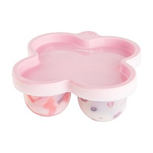 Porta Papinha Silicone Com Tampa Para Congelar Rosa Pimpolho