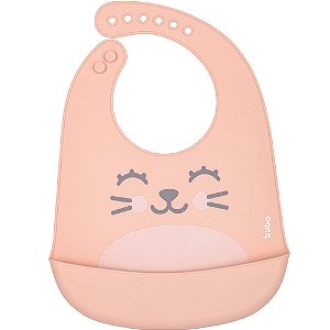 Babador Em Silicone Com Pega-Migalhas Gumy Pêssego Buba