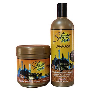Kit Silicon Mix Tratamento Moroccan Argan Oil Shampoo 473ml e Máscara 450g