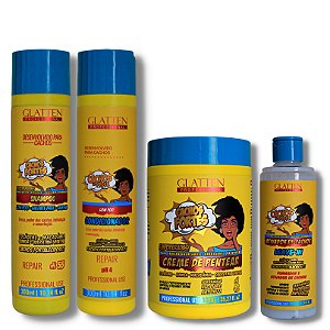 Kit Cachos do Poder Glatten Professional Shampoo + Condicionador + Creme de pentear + Leave in