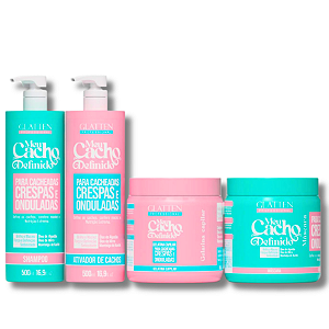 Kit Combo Meu Cacho Definido Shampoo + Ativador de Cachos + Máscara + Gelatina Glatten Professional