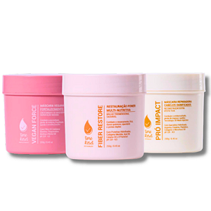 Cronograma Capilar Nuance  Máscaras Fiber Restore + Vegan Force + Pró Impact  250gr cada uma