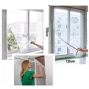 Tela Mosquiteira Janela Anti-inseto Mosquito 130x150 Fácil Instalação Fita Adesiva com Velcro