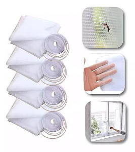 Kit com 04 Telas Mosquiteiras Janela Anti-inseto Mosquito 130x150 Fácil Instalação Fita Adesiva