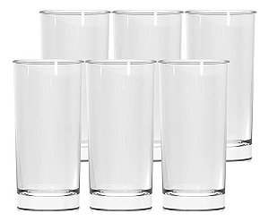 Jogo Kit 6 Copos Vidro Grosso Suco Água Drink Cerveja 330ml