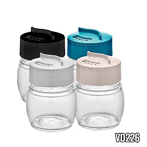 Kit 4 Saleiro Pimenteiro Porta Tempero em Vidro com tampa 80ml