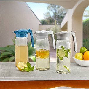 Jarra De Vidro Transparente Para Suco Água Com Tampa 1,5 Litro