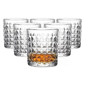 Jogo 6 Copos Whisky de Vidro Grosso Resistente Drink 273ml