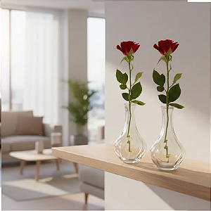 Kit 2 Vaso Decorativo 15 cm em Vidro Jarrinho Flores Solitátio Resistente