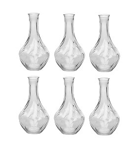 Kit 6 Vaso Decorativo 15 cm em Vidro Jarrinho Flores Solitátio Resistente