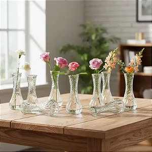 Vaso Decorativo 15 cm em Vidro Jarrinho Flores Solitátio Resistente