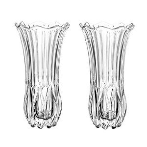 Kit 2 Vasos De Vidro 23cm Decorativo Alto Relevo Resistente Arranjo Flores