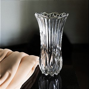 Vaso De Vidro 23cm Decorativo Alto Relevo Resistente Arranjo Flores