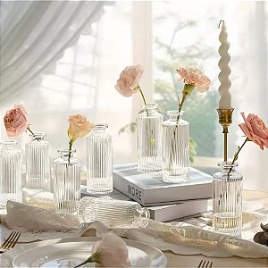 Kit 10 Vasos Decorativo em Vidro Jarrinho Flores Solitário Difusor