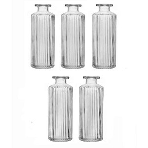 Kit 5 Vasos Decorativo em Vidro Jarrinho Flores Solitário Difusor