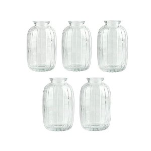 Kit 5 Vasos Decorativo em Vidro Jarrinho Flores Solitário Mesa Posta
