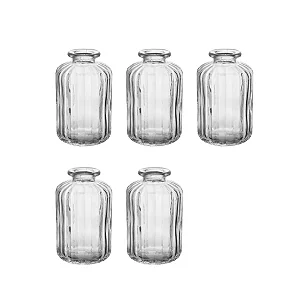 Kit 5 Vasos Decorativo em Vidro Jarrinho Flores Solitário Mesa Posta