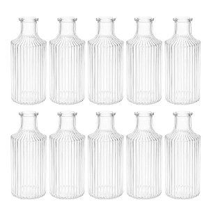 Kit 10 Mini Vaso Decorativo de Vidro 11 cm Transparente para Flores Decoração Casa Mesa