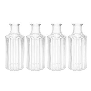 Kit 4 Mini Vaso Decorativo de Vidro 11 cm Transparente para Flores Decoração Casa Mesa