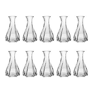 Kit 10 Vasos Decorativo 12 Cm Vidro Flores Solitário Europeu