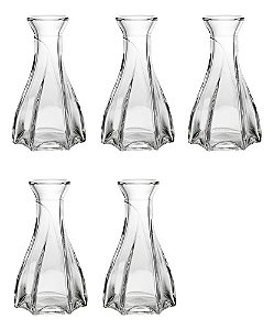 Kit 5 Vaso Decorativo 12cm Vidro Flores Solitário Resistente