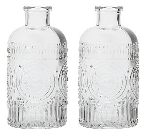 Kit 2 Vasos Decorativos 12,5 Cm Vidro Flores Solitário