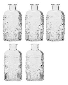 Kit 5 Vasos Decorativos 12,5 Cm Vidro Flores Solitário