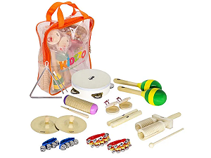 Bandinha Infantil Kidzzo Kit com 10 Instrumentos e Mochila