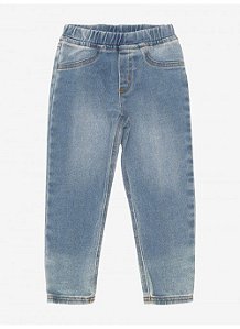 CALÇA JEANS INFANTIL FEMININA CÓS ELÁSTICO MOMI
