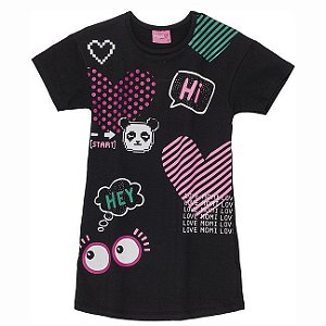 Vestido Infantil Momi Manga Curta Cotton Preto 3
