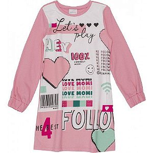 VESTIDO MANGA LONGA ROSA MOMI