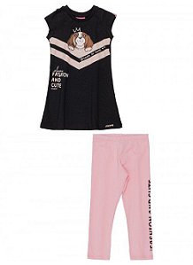 CONJUNTO MANGA CURTA E LEGGING PRETO E ROSA 3