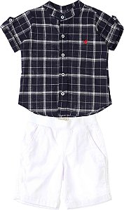 CONJUNTO CAMISA XADREZ E BERMUDA BRANCA