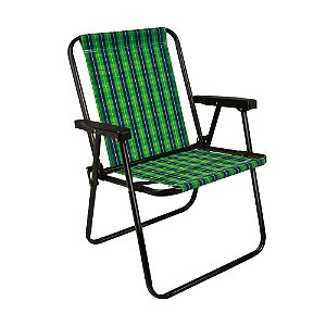 Cadeira De Praia Mor Alta Xadrez Olive Preta E Verde