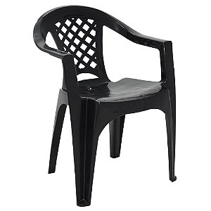 Cadeira Plástica Tramontina Iguape Com Apoio Braços Preto