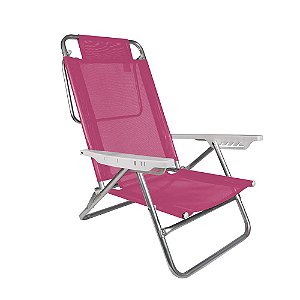 Cadeira Reclinável 6 Posições Banho De Sol Summer Rosa Mor