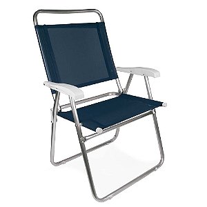 Cadeira De Praia Alumínio Master Plus Azul Marinho Mor