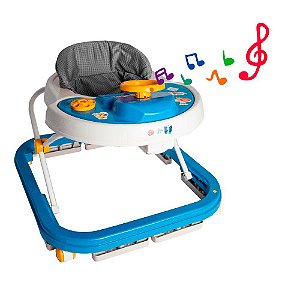 Andador Infantil Styll Baby Musical Com Volante Azul