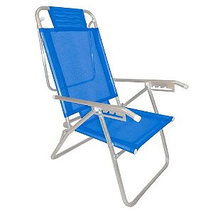 Cadeira Reclinável 5 Posições Alumínio Zaka Azul