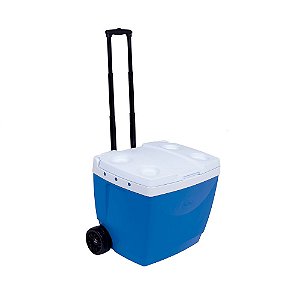 Caixa Termica Cooler Com Rodinhas E Puxador Azul 42 L Mor