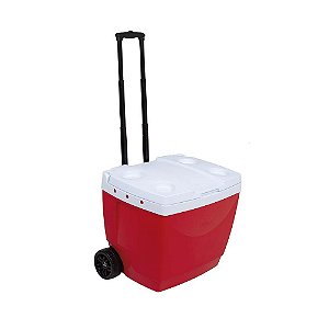 Caixa Termica Cooler Com Rodinhas E Puxador Vermelha 42L Mor