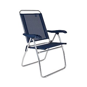 Cadeira De Praia Reclinável Mor Alumínio Boreal Azul Marinho