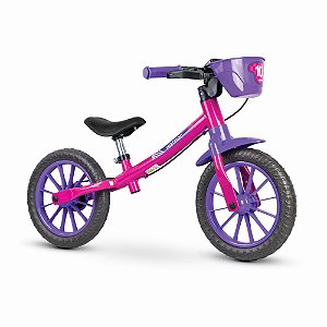 Bicicleta Infantil Nathor Sem Pedal Equilíbrio Balance Rosa